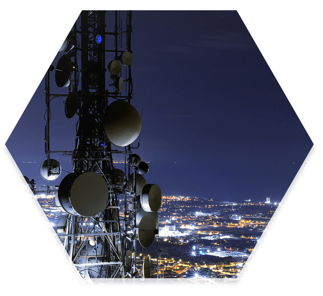 Telecommunication tower at night